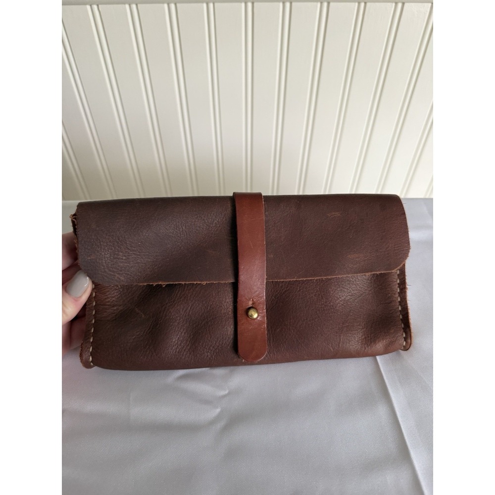 KMM & CO TAN KODIAK CLUTCH LONG WALLET BROWN LEATHER CARD CASE